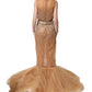 Dolce & Gabbana Brown Crystal Embellished Mermaid Gown Dress