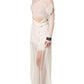 Dolce & Gabbana White Silk Sheer Draped Long Gown Dress