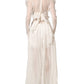 Dolce & Gabbana White Silk Sheer Draped Long Gown Dress