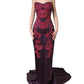 Dolce & Gabbana Purple Silk Crystal Strapless Floor Length Gown Dress