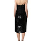Dolce & Gabbana Black Strapless Red Rose Sequined Midi Dress