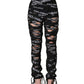 Dolce & Gabbana Black Logo Tape Cut Out Skinny High Waist Pants