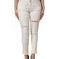 Dolce & Gabbana White Tattered Skinny Cotton Denim Jeans