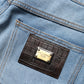 Dolce & Gabbana Blue Distressed Pleated Cotton Denim Jeans