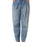 Dolce & Gabbana Blue Distressed Pleated Cotton Denim Jeans