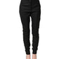 Dolce & Gabbana Black Wool High Waisted Logo Trouser Pants