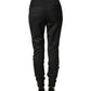 Dolce & Gabbana Black Wool High Waisted Logo Trouser Pants