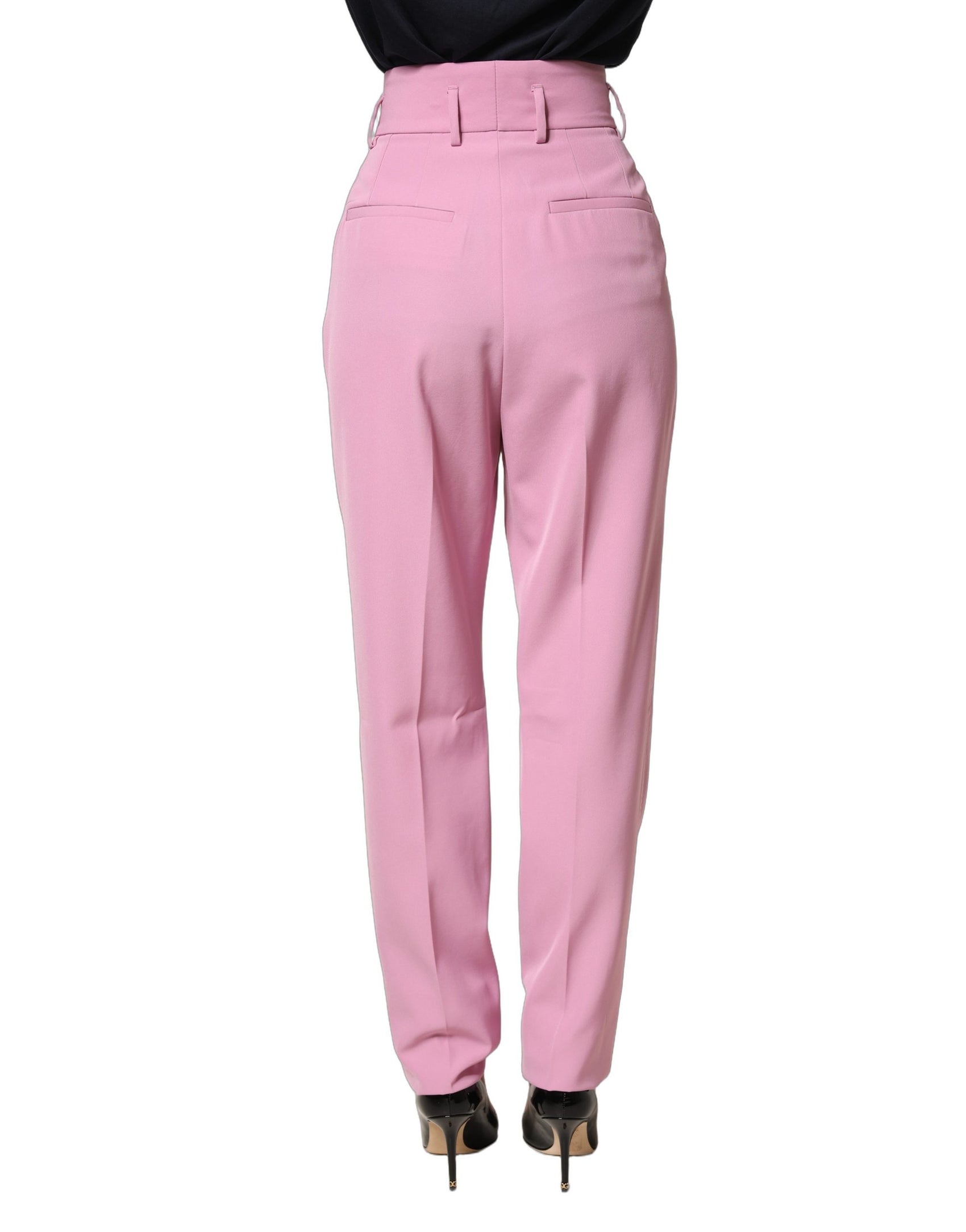 Dolce & Gabbana Pink High Waisted Polyester Trouser Pants