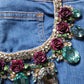 Dolce & Gabbana Blue Cotton Embellished BermudaDenim Shorts