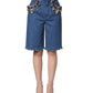 Dolce & Gabbana Blue Cotton Embellished BermudaDenim Shorts