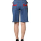 Dolce & Gabbana Blue Cotton Embellished BermudaDenim Shorts