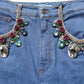 Dolce & Gabbana Blue Cotton Embellished BermudaDenim Shorts