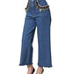 Dolce & Gabbana Blue Embellished Wide Cropped Denim Jeans