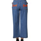 Dolce & Gabbana Blue Embellished Wide Cropped Denim Jeans