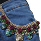Dolce & Gabbana Blue Embellished Wide Cropped Denim Jeans