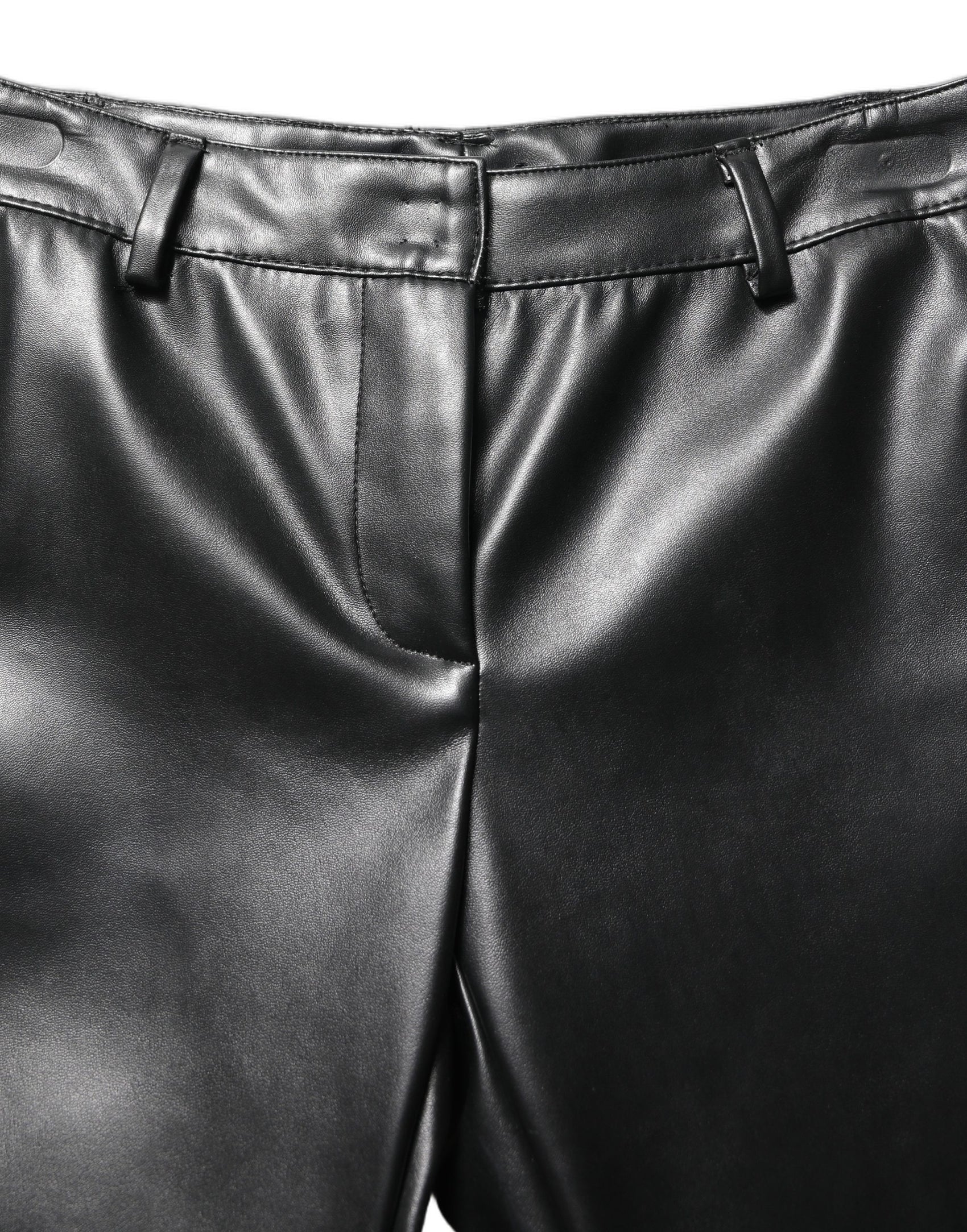 Dolce & Gabbana Black PU Leather High Waisted Trouser Pants