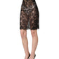 Dolce & Gabbana Black Floral Lace High Waist KneeLength Skirt