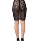 Dolce & Gabbana Black Floral Lace High Waist KneeLength Skirt