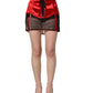 Dolce & Gabbana Red Satin Corset Style High Waist Mini Skirt