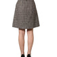 Dolce & Gabbana Brown Tweed Kick Pleat High Waist Mini Skirt