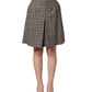 Dolce & Gabbana Brown Tweed Kick Pleat High Waist Mini Skirt