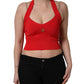 Dolce & Gabbana Red Viscose Sleeveless Halter Crop Tank Top