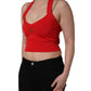 Dolce & Gabbana Red Viscose Sleeveless Halter Crop Tank Top