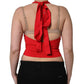 Dolce & Gabbana Red Viscose Sleeveless Halter Crop Tank Top