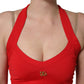 Dolce & Gabbana Red Viscose Sleeveless Halter Crop Tank Top