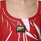 Dolce & Gabbana Red White Abstract Cotton Sleeveless Tank Top