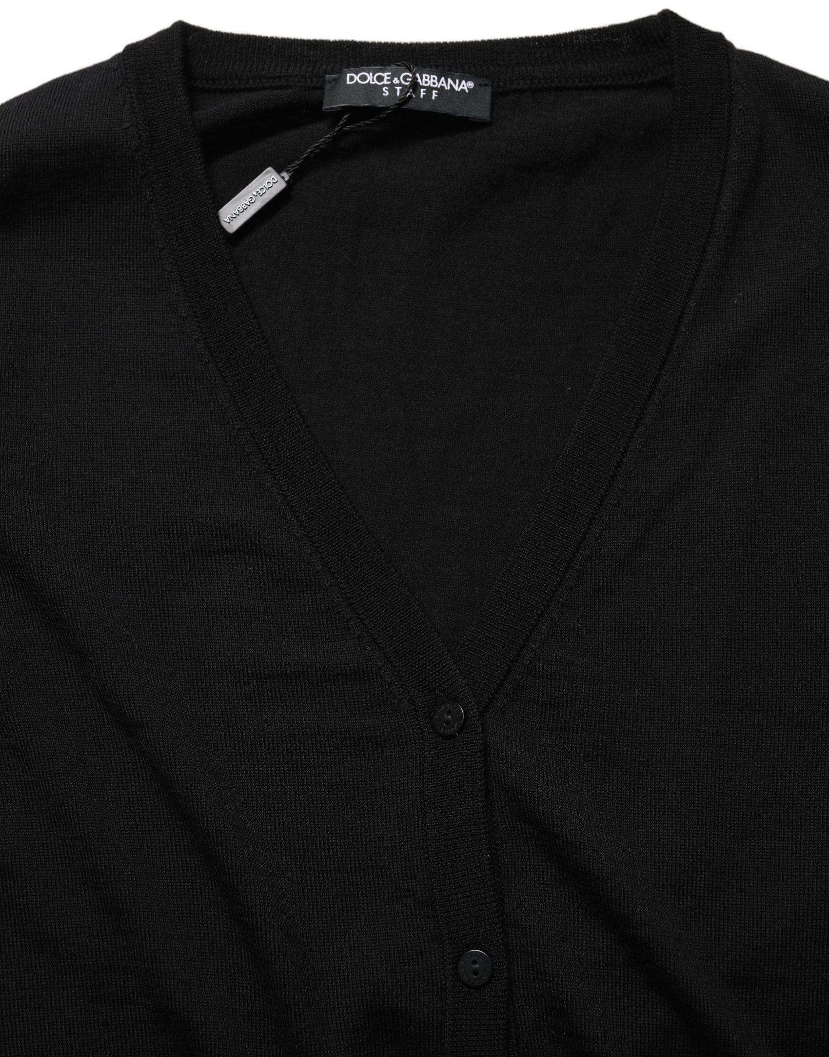 Dolce & Gabbana Black Wool Knit Button Cardigan Sweater