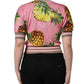 Dolce & Gabbana Pink Pineapple Vneck Short Sleeve Cropped Top
