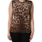 Dolce & Gabbana Brown Leopard Crew Neck Sleeveless Tank Top
