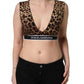 Dolce & Gabbana Brown Leopard Print Cropped Silk Tank Top