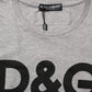 Dolce & Gabbana Gray Cotton Logo Printed Crew Neck T-shirt
