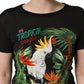 Dolce & Gabbana Black Tropical Print Cotton Round Neck T-Shirt