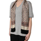 Dolce & Gabbana Gray Cotton V-neck Owl Silk Scarf Top T-shirt