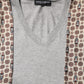 Dolce & Gabbana Gray Cotton V-neck Owl Silk Scarf Top T-shirt
