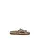 Santoni Beige Calf Leather Bos Taurus Flat Sandals