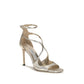 Jimmy Choo Gold Calf Leather Bos Taurus Stiletto Heel Sandals