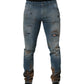 Dolce & Gabbana Blue Distressed Mid Waist Skinny Denim Jeans