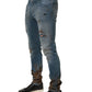 Dolce & Gabbana Blue Distressed Mid Waist Skinny Denim Jeans