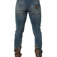 Dolce & Gabbana Blue Distressed Mid Waist Skinny Denim Jeans