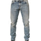 Dolce & Gabbana Blue Washed Mid Waist Straight Men Denim Jeans