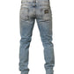 Dolce & Gabbana Blue Washed Mid Waist Straight Men Denim Jeans