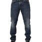 Dolce & Gabbana Dark Blue Washed Mid Waist Straight Men Denim Jeans