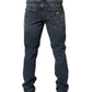 Dolce & Gabbana Dark Blue Washed Mid Waist Straight Men Denim Jeans