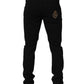 Dolce & Gabbana Black Heraldic Embroidered Skinny Denim Jeans