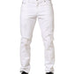 Dolce & Gabbana White Cotton Ripped Slim Fit Men Denim Jeans