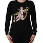 Dolce & Gabbana Black Angels Wool Crew Neck Pullover Sweater